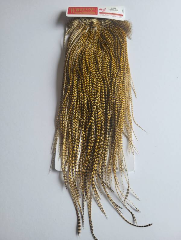 Whiting Pro Grade Midge Saddle Grizzly dyed Golden Straw