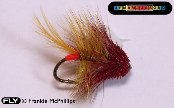 FLY Golden Olive Bumble Muddler Red Head